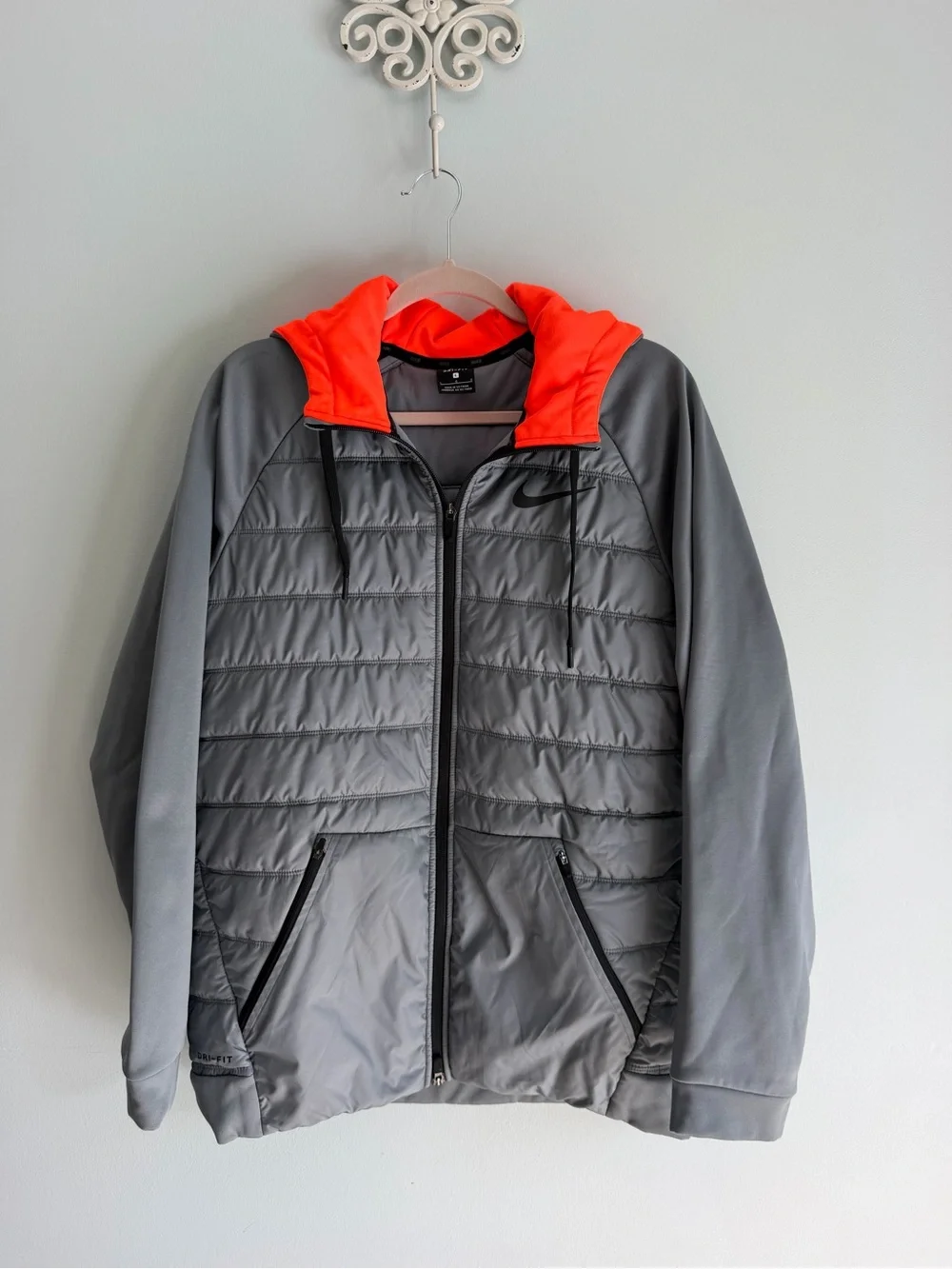 Nike Therma-Fit Quilted Jacket with Bright Orange Hood